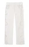 Loveshackfancy Maia Embroidered Cotton Pants In White