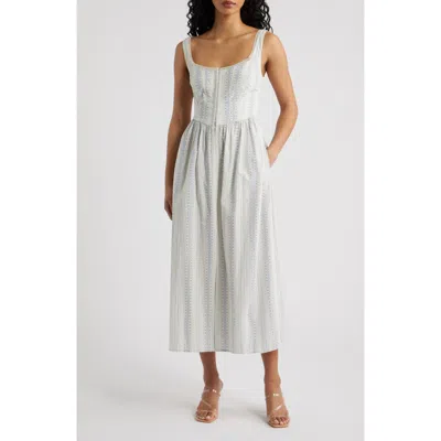 Loveshackfancy Majory Floral Stripe Cotton Dress In Green