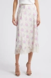 Loveshackfancy Malina Floral Lace Hem Skirt In Rose Picnic
