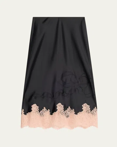 Loveshackfancy Malina Lace-trim Midi Skirt In Black