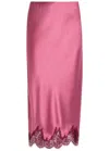 Loveshackfancy Malina Lace-trim Silk Midi Skirt In Pink