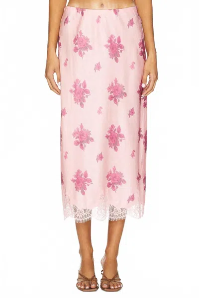 Loveshackfancy Malina Midi Skirt In Berrywood In Pink