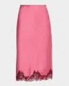 Loveshackfancy Malina Silk Midi Skirt In Pink