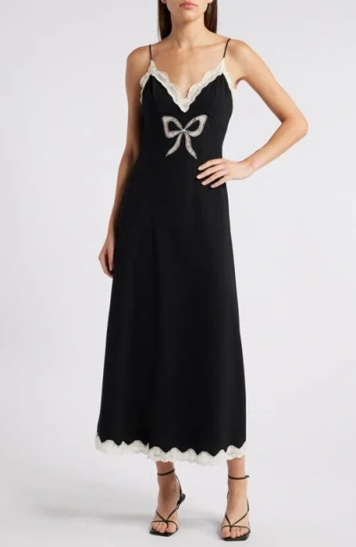 Loveshackfancy Manuela Lace Trim Maxi Slipdress In Black