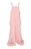 Loveshackfancy Maralee Tiered Silk Gown In Pink
