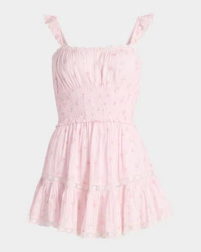 Loveshackfancy Maralina Floral Cotton Minidress In Pink
