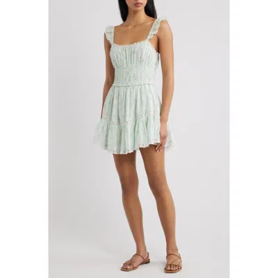 Loveshackfancy Maralina Print Ruffle Minidress In Green