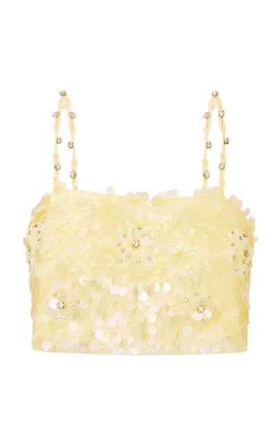 Loveshackfancy Marella Sequined Top In Yellow