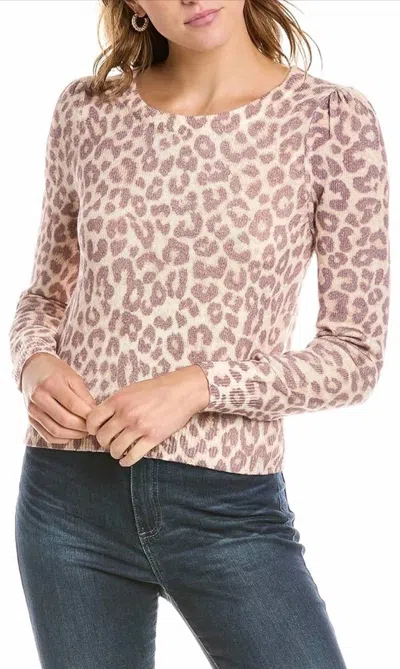Loveshackfancy Margarita Leopard Animal Print Long Sleeve Sweater In Taupe Skies In Brown