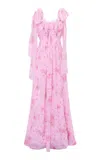 Loveshackfancy Marlana Silk Chiffon Off-the-shoulder Maxi Dress In Pink
