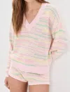 Loveshackfancy Marlieanna Pullover Sweater In Tropical Swirl In Pink