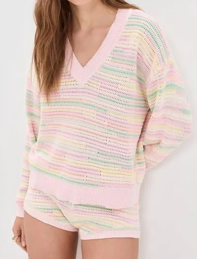 Loveshackfancy Marlieanna Pullover Sweater In Tropical Swirl In Pink
