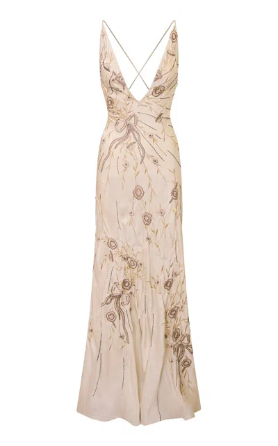 Loveshackfancy Marlo Silk Charmeuse Maxi Dress In Neutral