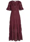 Loveshackfancy Marlowe Lace-detail Cotton Midi Dress In Burgundy In Burgundy