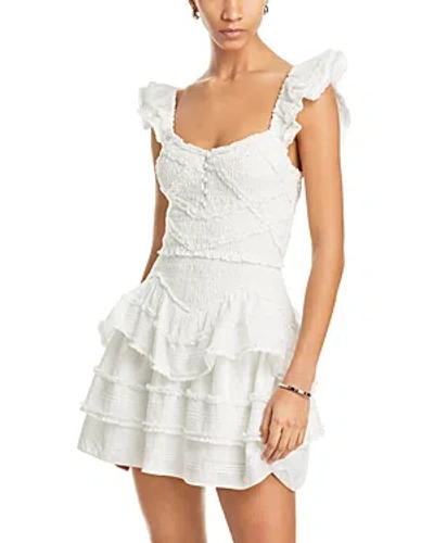 Loveshackfancy Marsinia Ruffled Smocked Mini Dress In Bright White
