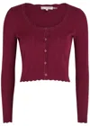 Loveshackfancy Martti Pointelle-knit Cardigan In Burgundy