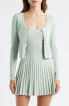 Loveshackfancy Martti Scallop Trim Crop Pointelle Cardigan In Green
