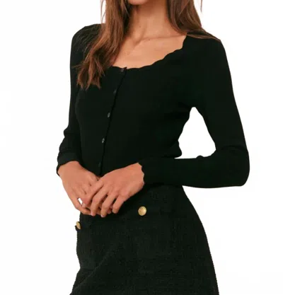 Loveshackfancy Martti Stretch Pointelle Cardigan In Black In Multi