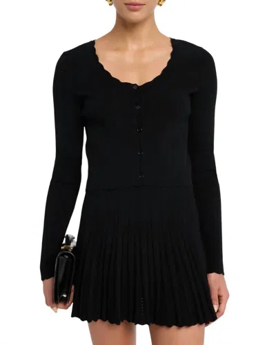 Loveshackfancy Martti Stretch Pointelle Cardigan In Black