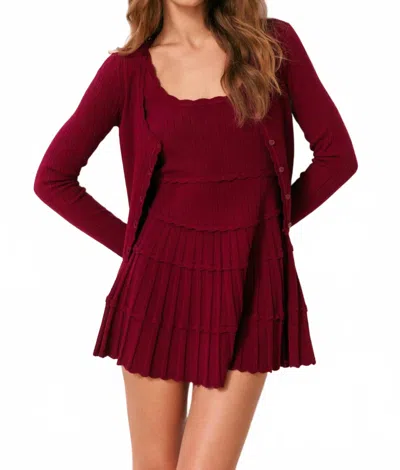 Loveshackfancy Martti Stretch Pointelle Cardigan In Spiced Berry In Burgundy