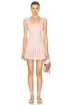 Loveshackfancy Maryanne Metallic Knit Mini Dress In Pink Champagne In Pink Champagne