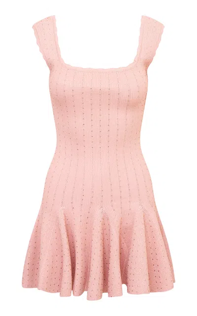 Loveshackfancy Maryanne Embellished Knit Mini Dress In Pink Champagne