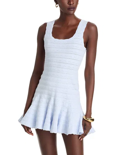 Loveshackfancy Maryanne Open Knit Mini Dress In Morning Sky