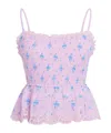 Loveshackfancy Marzenia Smocked Sleeveless Top In Purple