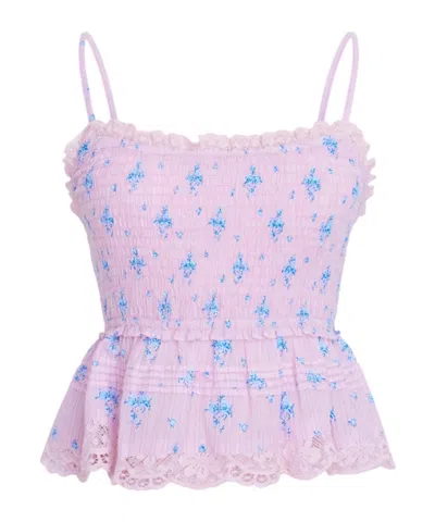 Loveshackfancy Marzenia Smocked Sleeveless Top In Purple