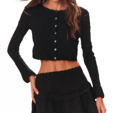 Loveshackfancy Media Cardigan In Black