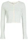 Loveshackfancy Media Striped Stretch-knit Cropped Cardigan