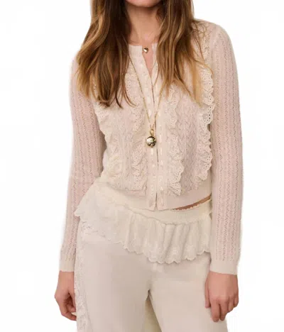 Loveshackfancy Melisse Eyelet Ruffle Cardigan In Aspen White In Neutral