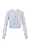 Loveshackfancy Melisse Lace-detailed Cardigan In Blue