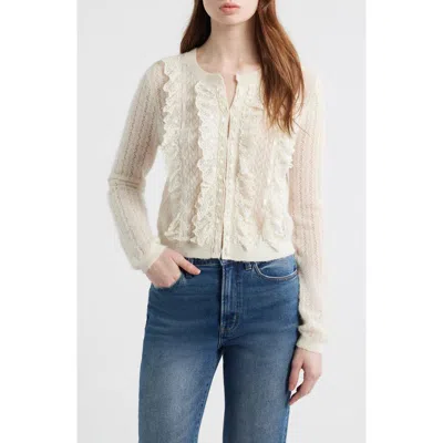 Loveshackfancy Melisse Lace Ruffle Alpaca & Wool Blend Cardigan In Neutral