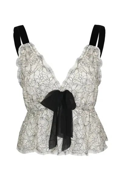 Loveshackfancy Mendes Top In White Silhouette In Multi