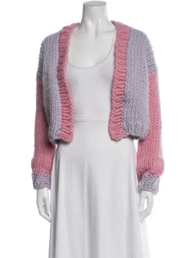 Pre-owned Loveshackfancy Merino Wool Colorblock Pattern Sweater In Purple