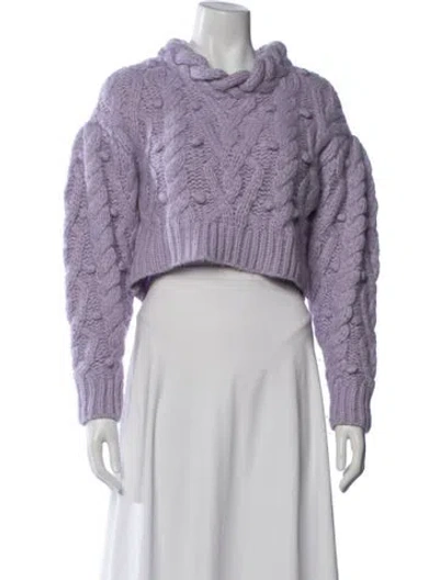 Pre-owned Loveshackfancy Merino Wool Cowl Neck Sweater In Purple