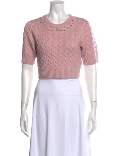 Pre-owned Loveshackfancy Merino Wool Crew Neck Crop Top W/ Tags In Pink