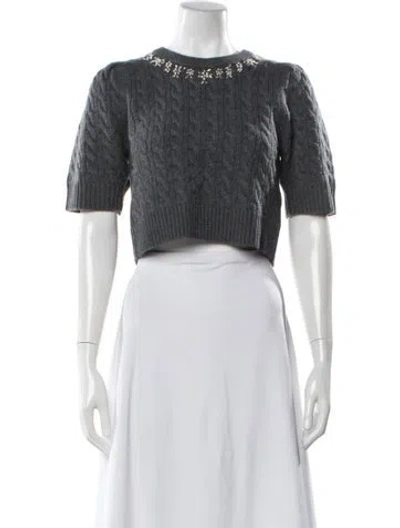 Pre-owned Loveshackfancy Merino Wool Crew Neck Sweater In Gray