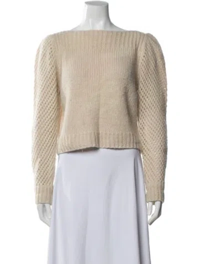 Pre-owned Loveshackfancy Merino Wool Crew Neck Sweater In Neutral