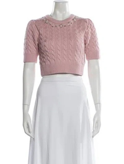Pre-owned Loveshackfancy Merino Wool Crew Neck Sweater In Pink
