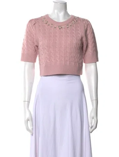Pre-owned Loveshackfancy Merino Wool Crew Neck Sweater In Pink