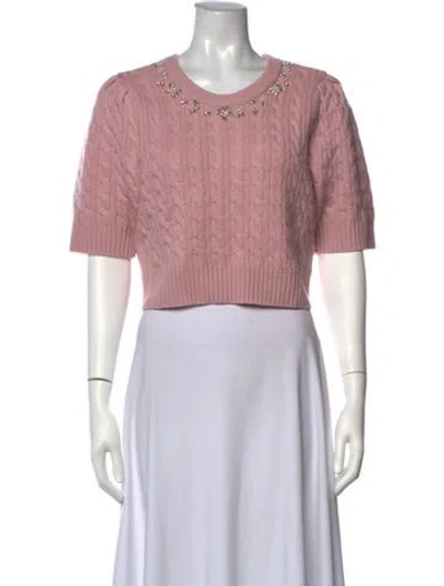 Pre-owned Loveshackfancy Merino Wool Crew Neck Sweater In Pink
