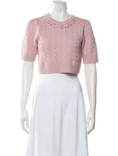 Pre-owned Loveshackfancy Merino Wool Crew Neck Sweater W/ Tags In Pink