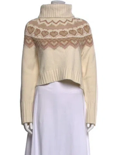 Pre-owned Loveshackfancy Merino Wool Patterned Sweater In Neutrals
