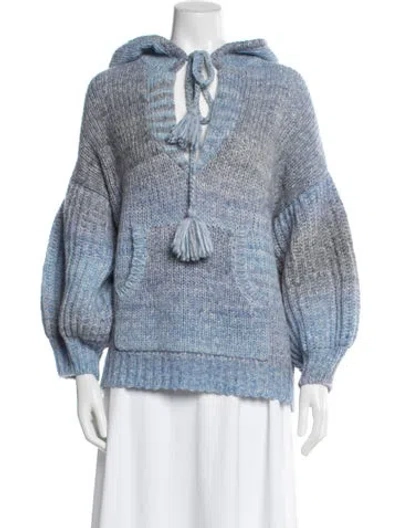 Pre-owned Loveshackfancy Merino Wool Printed Sweater In Blue