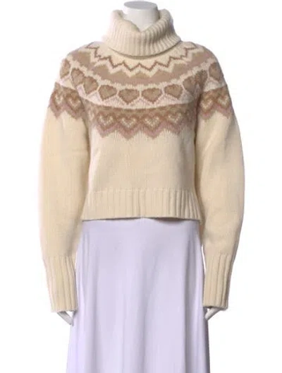 Pre-owned Loveshackfancy Merino Wool Printed Sweater In Neutral