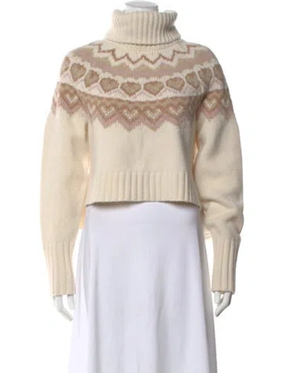 Pre-owned Loveshackfancy Merino Wool Printed Sweater In Neutral