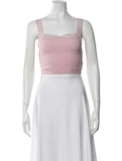 Pre-owned Loveshackfancy Merino Wool Square Neckline Crop Top In White