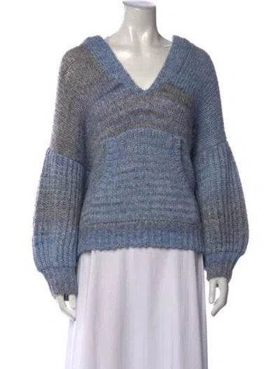 Pre-owned Loveshackfancy Merino Wool Striped Sweater In Blue